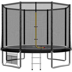 JUMMICO Trampolino Elastico per e Bambini Adulti 183/244/305/366/427 cmTrampolino Rotondo da Giardino Tappeto Elastico da Giardino di Diametro con Rete di Sicurezza, Scala e Barre Imbottite, Esterno