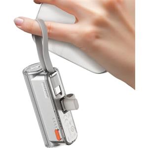 SHARGE Flow Mini 2 Power Bank 22.5w Max, Kleine Powerbank für Unterwegs, Schnelllade-Akkupack mit Lightning- und USB-C-Anschluss, Tragbares Ladegerät mit Integriertem Kabel für iPhone 16/15/14, Galaxy