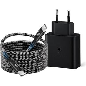 Mijun 45W USB C Caricabatterie a Ricarica Super Veloce per Samsung Galaxy S25 S24 S23 S22 S21 Ultra/Plus/FE, Tab S9 S8 S10+ Note10+ A73 A55, Alimentatore USB C con 2M 100W Cavo Tipo C Nylon Caricatore