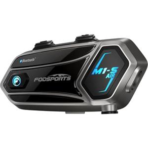 Fodsports M1-S AIR Interfono Moto, Interfono Casco Moto per 6 Motociclisti, 5.0 Bluetooth Auricolare Casco Moto con Condivisione Musicale, Radio FM, CVC-Riduzione del Rumore (Singola, Nero)