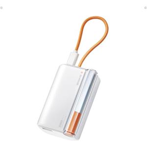 sharge 45W Schnelllade Mini Powerbank 10000mAh, Kompakte USB-C Powerbank mit integriertem Kabel, PD 3.0 & QC 3.0, Dual-Ausgang für iPhone 17/16/15, iPad & mehr