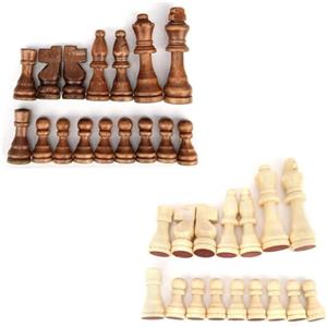 YZDYSHJ 32 Pezzi di Scacchi in Legno Naturale con Base in Velluto, Dimensione Standard Grande 2.5/3 Pollici (Non Mini 2.2), Adatti Scacchiere Domestiche, Ricambio Accessori Gioco Scacchi (3 Pollici)
