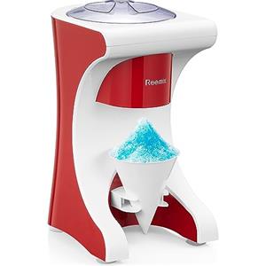 Reemix Gelatiera Elettrica Piallata Elettrica, Lame Professionali in Acciaio Inossidabile per Coni di Neve E Ghiaccioli Antiscivolo con Fondo con Ventosa e Vassoio Portacavi, Scriggighiaccio compatto