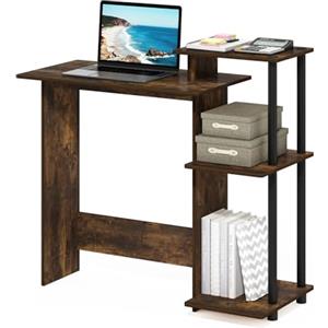 Furinno EFFICIENT Scrivania Da Gaming, Con 3 Ripiani Laterali Aperti, Laptop Notebook, Scrivania Da Ufficio Per Home Office, Studio, Dormitorio, Amber Pine