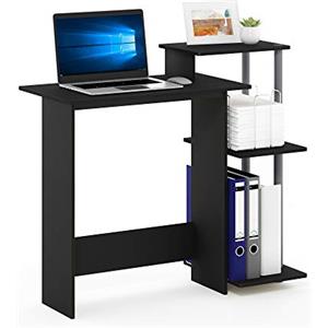 Furinno EFFICIENT Scrivania Da Gaming, Con 3 Ripiani Laterali Aperti, Laptop Notebook, Scrivania Da Ufficio Per Home Office, Studio, Dormitorio, Solid Black