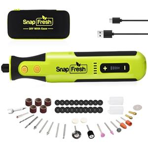 SnapFresh Utensile Rotante 8V, Leggero 0,26 kg, Kit con 46 Accessori, Velocità Variabile 5.000-28.000 giri/min con Memoria, 40 Min Autonomia, per Incisione, Lucidatura, Taglio - Mini Trapano Elettrico