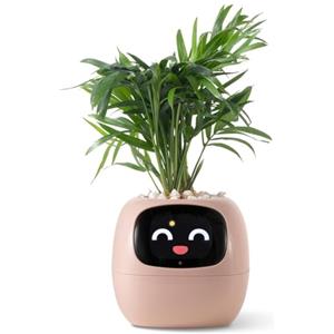 PLANTSIO Vaso da Fiori Intelligente con Display LCD - Fioriera Decorativa per Casa, Compagno Ideale per Piante su Scrivania, Regalo Originali, Adatta anche con Animali Domestici Regalo AI (Rosa)
