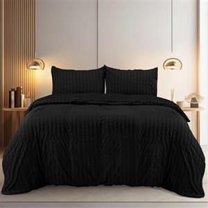 Utopia Bedding Set Copripiumino Seersucker - Include 1 Copripiumino 200x200 cm con Chiusura a Cerniera, 2 Federe 50x75 cm con Chiusura a Busta; Il Piumino è Venduto separatamente.