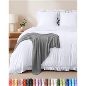 Utopia Bedding Copripiumino a Volant Matrimoniale 240x220 - Microfibra Copripiumino 240x220cm + Federe 65x65cm - Bianco