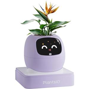 PLANTSIO Ivy - Vaso da fiori intelligente per la decorazione della casa, ideale per la casa, per la scrivania, idea regalo, per la cura delle piante, con emoji e amici animali domestici (Violetto)