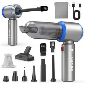 Yomile Aspirabriciole Senza Fili 4 in 1, Aspirapolvere Auto 25000PA Aspirapolvere Senza Fili Potente con Motore Brushless, Mini aspirapolvere Soffiatore Aspiratore per Casa, Ufficio, Cucina