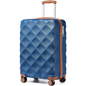British Traveller Valigia Trolley 54CM Valigie Rigida ABS+PC con Rotelle Girevoli e TSA Lucchetto (20pollici, Blu/Marrone)