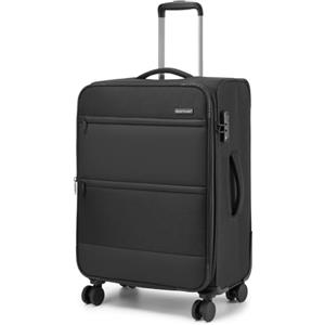 British Traveller Valigia Media Espandibile 68,5cm Trolley Medio Rigido Valigie Cabina con 4 Ruote Girevoli e TSA Lucchetto(24pollici, Nero)