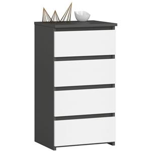 AKORD | Cassettiera a 4 Cassetti | Credenza Alta | Moderna Mobiletto per Soggiorno Sala da Pranzo Camera da Letto Corridoio Bagno | Armadio Cameretta | 35x40x74 cm | Grigio Grafite/Bianco