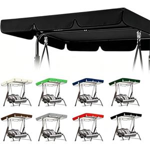 Generic Tettuccio Impermeabile di Ricambio per Altalena da Giardino 2 e 3 Posti, Parasole per Dondolo da Patio Anti-UV per Mobili da Esterni (solo Copertura)(Zwart,142x120x18cm)