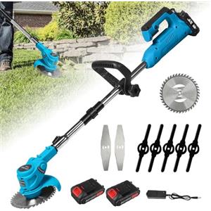 Vulaop Tagliaerba elettrico a batteria, 21 V, silenzioso, con manico telescopico (90 - 120 cm) e design pieghevole, 5 tipi di lame, 800 W, 18000 giri/min, per giardino e cortile, per cortili, giardini (2