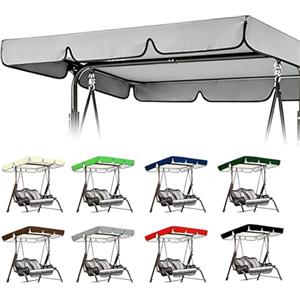 Generic Tettuccio Impermeabile di Ricambio per Altalena da Giardino 2 e 3 Posti, Parasole per Dondolo da Patio Anti-UV per Mobili da Esterni (solo Copertura)(Gray,249x185x18cm)