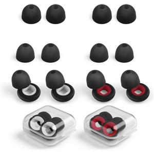 Dupoem 2 paia di tappi per le orecchie riutilizzabili in silicone per la moto, i concerti e la protezione dell'udito notturno, 8 punte, comodi e insonorizzati (nero e rosso/nero e bianco)