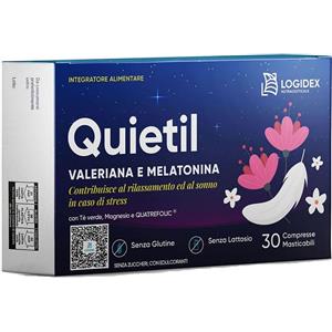 LOGIDEX Quietil - Integratore Orosolubile con Melatonina e Valeriana per un Sonno Veloce e Profondo, 30 Compresse