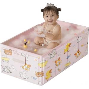 ROUSKY Vaschetta Bagnetto Neonato Pieghevole, Vaschetta Bagno Bambino Portatile 0-3 Anni, Vasca per Neonati Salva Spazio con Motivo Animale, in PVC, per Doccia, Viaggio e Casa, Gialla