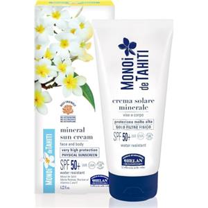 Helan Monoi de Tahiti - Crema Solare Viso e Corpo SPF 50+ Minerale, con Filtri Solari Fisici Non Nano, Vitamine C ed E, Water Resistant - Protezione Solare 50 Viso, 125 ml, Made in Italy
