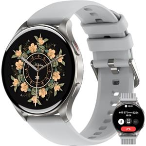 IOWODO Smartwatch Uomo Donna, 1.43" AMOLED Orologio Fitness Tracker con Effettua/Risposta Chiamate Bluetooth, Contapassi/Cardiofrequenzimetro/Sonno, Impermeabile IP68 per Android iOS