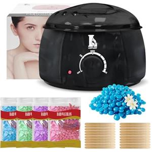 Creacloud Scaldacera Professionale per Ceretta a Caldo, Kit Cera Brasiliana Completo con 4 Cere, Scalda Cera Elettrico per Depilazione a Casa, Viso, Ascelle, Gambe e Corpo, Viola(Nero)