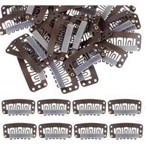 HUZNA 50 pezzi Clip in metallo a forma di U,Clip per Parrucca, Clip per Extension Capelli e Posticci per Capelli, per fai-da-te estensioni capelli (Marrone)