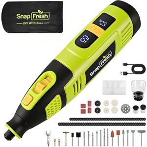 SnapFresh Utensile Rotante Multifunzione 12V Mini Trapano Elettrico, 111 Accessori, Velocità Variabile 5000-32000 giri/min, Display Digitale con Memoria, per Incisione, Levigatura, Lucidatura e Taglio