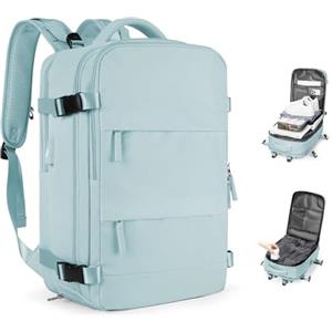 VENATIN Zaino da Viaggio con Sottovuoto con Pompa Zaino Easyjet 45x36x20 baggalio mano Sottovuoto con Compressione per uomo e donna, Blu chiaro