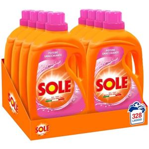 Sole Detersivo Lavatrice Liquido Potere Smacchiante 328 Lavaggi, Formula Igienizzante, 8 Confezioni da 41 Lavaggi
