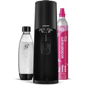 SodaStream Gasatore Terra Black con 1 bottiglia fuse lavabile in lavastoviglie e 1 cilindro di CO2 Quick Connect per gasare fino a 60L