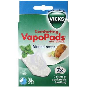 VICKS VapoPads Menthol - 7 Pezzi con Oli Essenziali di Mentolo, Eucalipto e Cedro, Compatibili con Umidificatori
