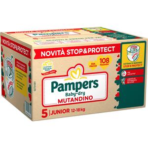 Pampers Pannolini Mutandina Baby Dry Junior 108 Pezzi - Comfort e Protezione con Fascia Elastico per Bambini 12-18 KG