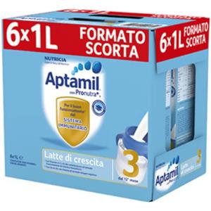 Aptamil 3 Latte di Crescita Liquido - Formula per bambini da 1 a 2 anni, 6x1000ml, arricchito con Pronutra e vitamine A, C e D