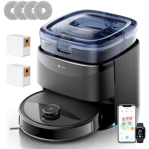 Lefant M3 Robot Aspirapolvere Lavapavimenti con Mappatura, 12000Pa, LiDAR dToF, Ostacoli PSD, Mop Rotanti con Lavaggio Mop a 45°C e Asciugatura, Autosvuotante 3,2L, App Alexa WiFi 2.4G/5G, Nero