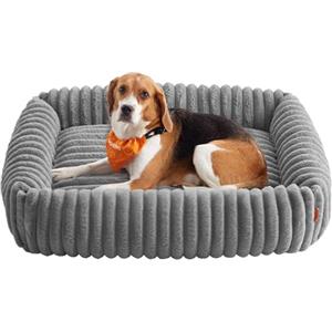 Feandrea Cuccia per Cani di Taglia Grande, Lettino Ortopedico per Animali Domestici, Sfoderabile e Lavabile, Tappeto Soffice, Imbottitura Morbida, 91 x 68 x 18 cm, Grigio Tortora PGW312GD01