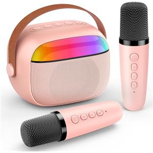 Gralal Karaoke con Microfono Bambini, Regalo Bambina 3-12 Anni Microfono Karaoke per Bambini Giochi Bambina 3-12 Anni Femmina Giocattoli Bambina 4-10 Anni Cassa Karaoke con 2 Microfoni Natale