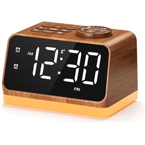 Dreamegg Radiosveglia Digitale da Comodino con Doppio Allarme, Macchina del Rumore Bianco con 25 Suoni Rilassanti, Radio FM, Luce Notturna e Display Regolabili, 10-480 min Timer, Snooze, 12/24H