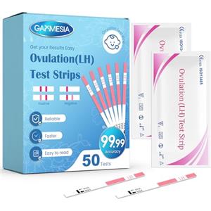 GAOMESIA 50 Test di Ovulazione, Strisce LH 25 mIU/ml Sensibilità, Kit Affidabile per il Monitoraggio del Ciclo Femminile, Risultati Rapidi e Precisi