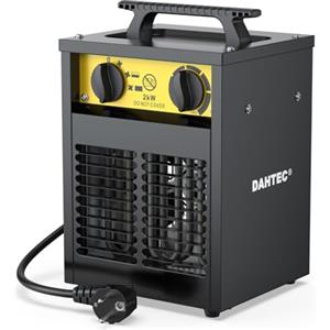 DAHTEC Termoventilatore 2000 W - Radiatore Elettrico Avanzato - Basso Consumo - Termostato e Protezione da Surriscaldamento - per Casa, Bagno o Il Cantiere