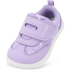 STQ KIDS Scarpe Bambini Barefoot Zero Drop Punta Larga Suola Bambina Bambino Ginnastica Antiscivolo per Primi Passi Nero 24 EU/T7.5
