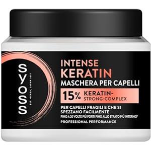 Syoss Maschera per capelli Intense Keratin 400ml, 13% Protein-Care-Complex, Syoss Maschera per capelli fragili e che si spezzano facilmente, capelli fino a 20 volte più forti fino allo strato più interno*