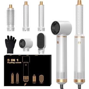 OKWRAP Hair Styler 5 In 1 Air Styler Spazzola ad Aria Calda 1000W AirCurler | Hair Styler Spazzola ad Aria Calda Combina Asciugacapelli Arricciacapelli Automatico e Spazzola Phon Ioni Negativi