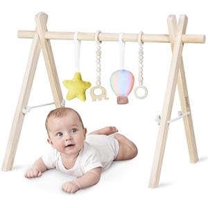 lionelo Anis Palestrina Legno Neonato, Baby Gym in Legno con Giochi Rimovibili, Palestrina Pieghevole, Palestra Bambini, Centro attività per Neonato, Giocattolo Montessori per Neonati