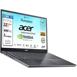 Acer Notebook Intel i7-1255U 10 Core 32GB RAM SSD 1TB 15.6 Full HD | 4.7GHz, Nvidia Geforce RTX 2050, Tastiera retroilluminata, Wi-Fi 6, Win 11 pronto all'uso