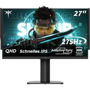 KTC Gaming Monitor 27 Pollici, 275Hz 240Hz, QHD Monitor, Fast IPS, 1ms, 2K QHD 2560 x 1440P Schermo PC, Freesync & G-sync, 100% sRGB, HDR400, Luce blu bassa, VESA 100x100, DP1.4/HDMI 2.0, H27E8