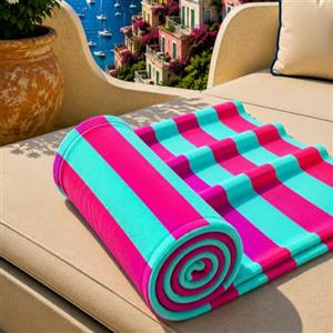 PETTI Artigiani Italiani - Telo Mare Microfibra, Asciugamano Mare o Piscina, Telo per Lettino Spiaggia, Grande 90x180 cm, Righe Tiffany Fucsia