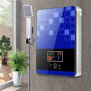 Caskunbsy Scaldabagno elettrico istantaneo 6500W scaldabagno senza serbatoio warmwasserspeicher Scaldabagno elettrico Adatto per doccia, bagno cucina e caravan (blu), FQP-106
