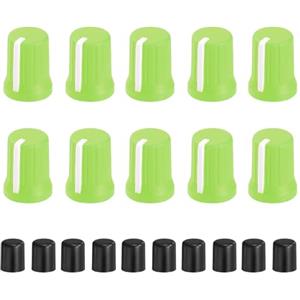 QUARKZMAN 10Pcs Manopole Per Potenziometro Con Albero A D Verde Bianco | Per DJ Controller Mixer Console Encoder Altoparlante, Manopola Di Controllo In Gomma Sostitutiva
